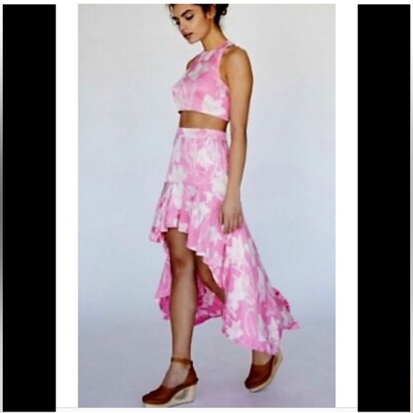 Free People Floral Print High waist Skirt crop top set 0 - Picture 3 of 7